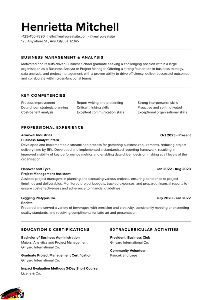 Top German CV 2024 Format Samples - Simple German CV Sample 